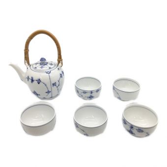 ROYAL COPENHAGEN (ロイヤル・コペンハーゲン) 茶器セット 箱無 ブルーフルーテッド・プレイン 急須1・湯呑み5セット