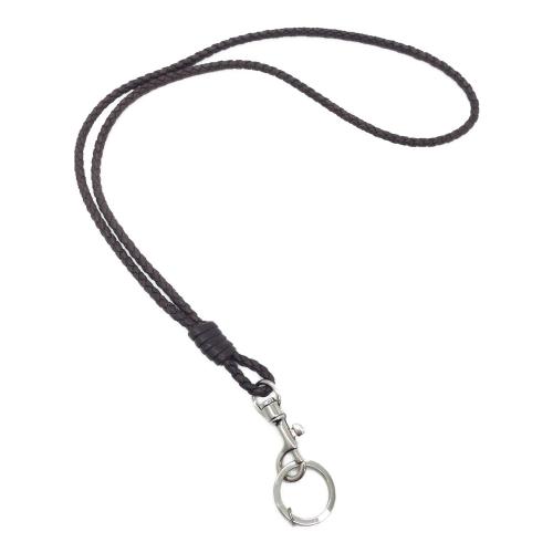 BOTTEGA VENETA (ボッテガベネタ) イントレチャートネックストラップ ブラウン×シルバー