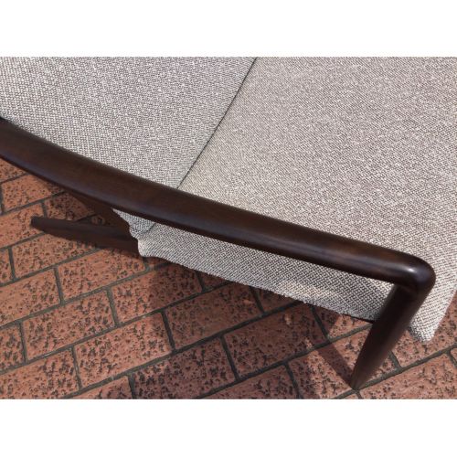 飛騨産業 (ヒダサンギョウ) パーソナルチェア グレー×ブラウン オットマン付属 WT108A/WT108S 1人掛け ウォールナット材 VIOLA(ヴィオラ)