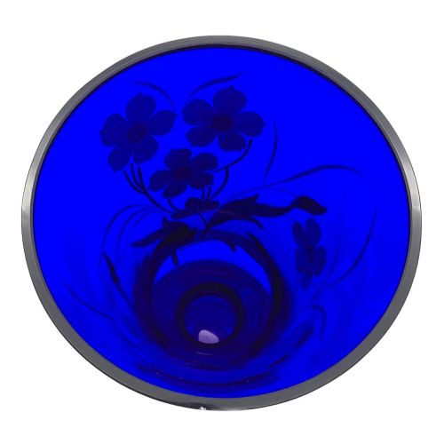 Bohemia (ボヘミア) 花瓶 ブルー金縁 ◆小欠け有