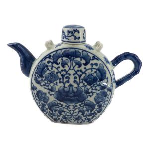 置物・中国陶器(酒器・扁壷) ■染付・青花 本体のみ(蓋ぐい付)