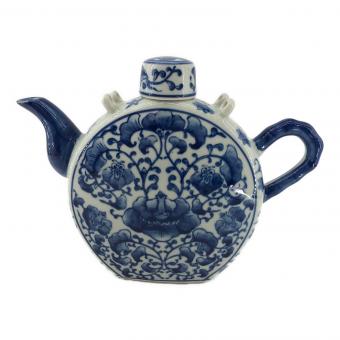 置物・中国陶器(酒器・扁壷) ■染付・青花 本体のみ(蓋ぐい付)