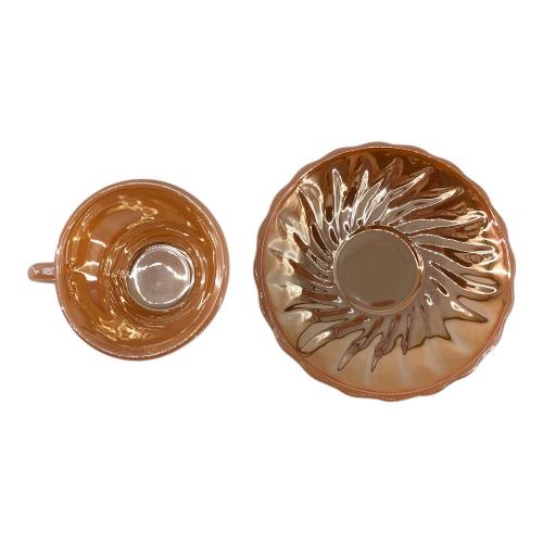 Fire King (ファイヤーキング) カップ&ソーサー シェルシリーズピーチラスター