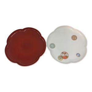 深川製磁 (フカガワセイジ) 御皿セット 寿赤絵 2Pセット