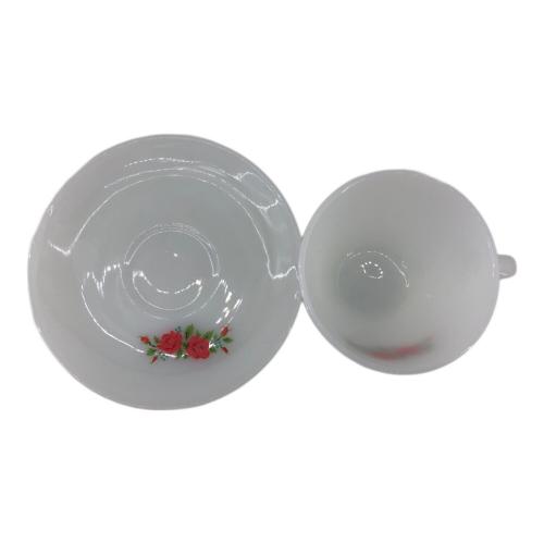 Fire King (ファイヤーキング) カップ&ソーサー ホワイト 花 1960年代～1976年頃