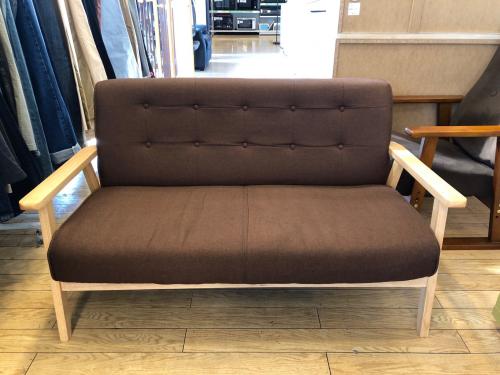 2人掛けソファー ブラウン×ナチュラル ファブリック