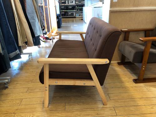 2人掛けソファー ブラウン×ナチュラル ファブリック