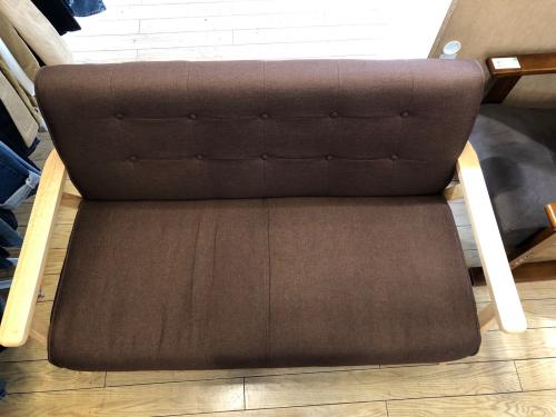 2人掛けソファー ブラウン×ナチュラル ファブリック