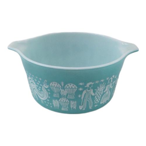 Pyrex (パイレックス) キャセロール ブルー×ホワイト オールドパイレックス