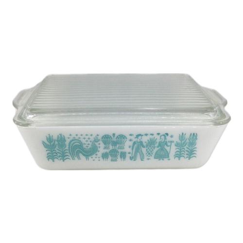 Pyrex (パイレックス) 蓋付キャセロール ホワイト×ブルー オールドパイレックス
