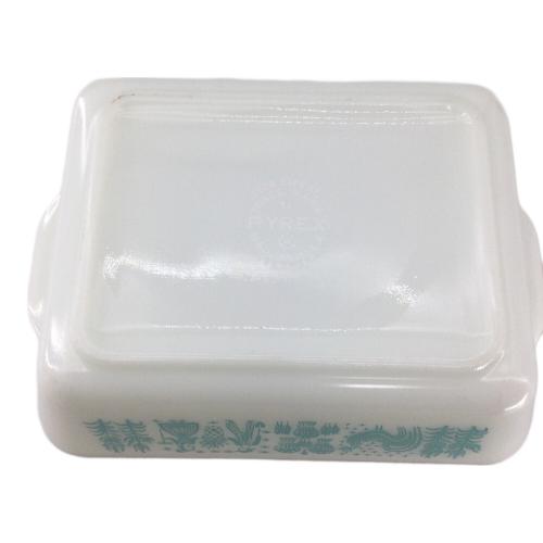 Pyrex (パイレックス) 蓋付キャセロール ホワイト×ブルー オールドパイレックス