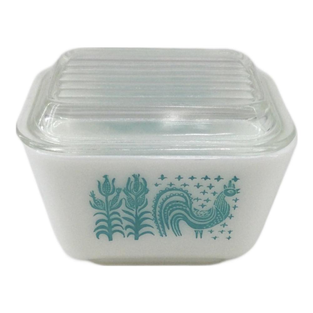 Pyrex (パイレックス) 蓋付容器 ホワイト×ブルー オールドパイレックス