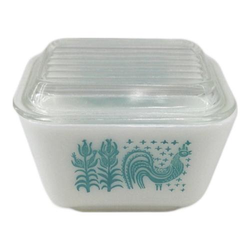 Pyrex (パイレックス) 蓋付容器 ホワイト×ブルー オールドパイレックス