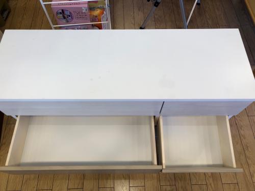 3段ローチェスト マルチカラー 大川家具 ■天板シミ有り