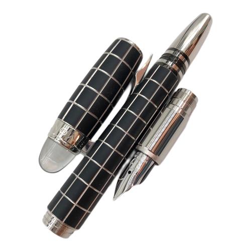 MONTBLANC (モンブラン) 万年筆 ブラック×シルバー メタルラバーライン チェック