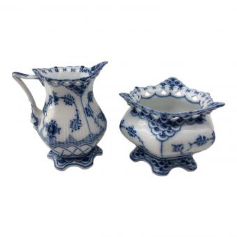 ROYAL COPENHAGEN (ロイヤル・コペンハーゲン) クリーマー・シュガーポットセット ブルーフルーテッド・フルレース