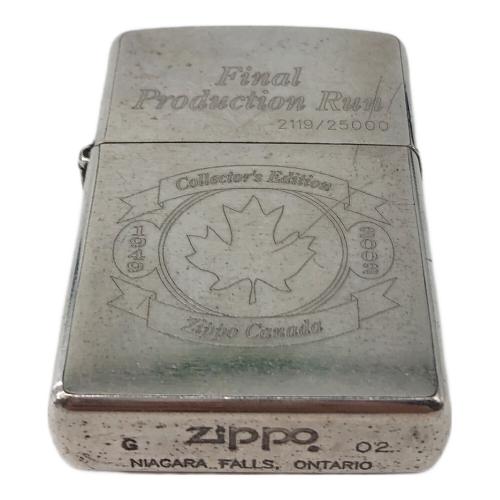 ZIPPO (ジッポ) オイルライター カナダ ファイナルプロダクションラン シリアルナンバー入り 2119/25000