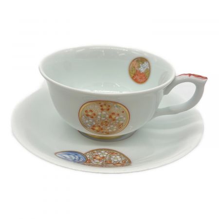 深川製磁 (フカガワセイジ) ペア紅茶碗皿 寿赤絵 ペア