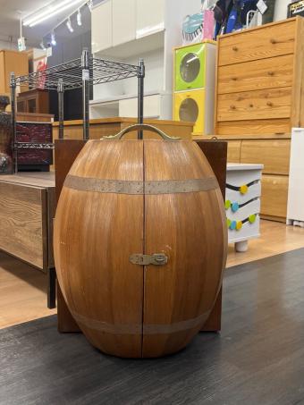 アンティーク樽型グラスキャビネット 壁掛 木製