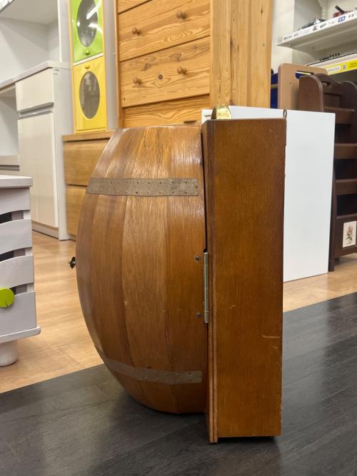 アンティークキャビネット本革仕様壁掛け家具樽型洋酒年代物昭和