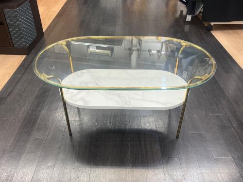 Franc franc (フランフラン) ローテーブル ホワイト 194 ガラス天板 レガート