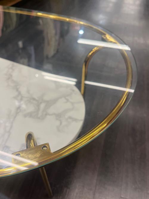 Franc franc (フランフラン) ローテーブル ホワイト 194 ガラス天板 レガート