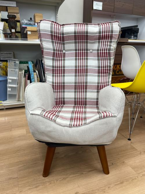 ドウシシャ 回転式ハイバックルームチェア グレー チェック柄