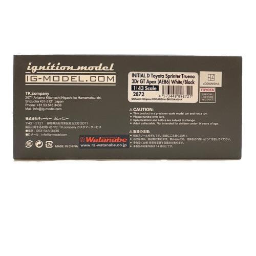 ignition model (イグニッションモデル) 頭文字D トヨタスプリンタートレノ 3Dr GT Aprex(AE86) カーボンボンネット仕様 モデルカー IG2872 SIZE 1/43 @