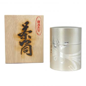 薩摩彫金 (サツマチョウキン) 茶筒 結び 文 銀