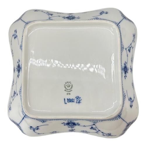 ROYAL COPENHAGEN (ロイヤル・コペンハーゲン) ボウル スクエア 約21cm ブルーフルーテッド・ハーフレース