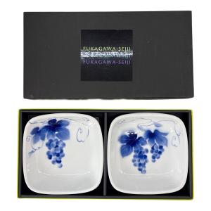 深川製磁 (フカガワセイジ) ペア角大皿 3400-461 ブルーワイナリー