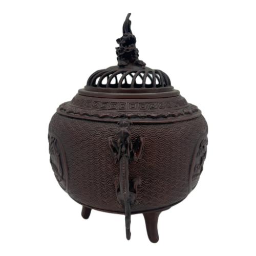 高岡銅器 (タカオカドウキ) 獅子摘山水鳥文双龍耳香炉 蝋型鋳銅 本体のみ