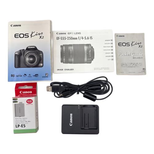 CANON (キヤノン) デジタル一眼レフカメラ DS126181 カバー破損有 EOS Kiss X2 レンズキット/収納ボックス付き