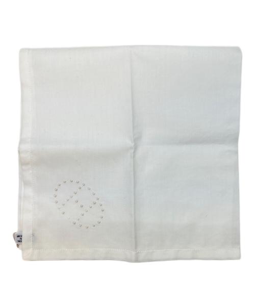 HERMES (エルメス) HERMES　刺繍ロゴハンカチ 未使用品