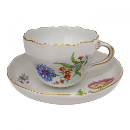 美品 MEISSEN から マイセン ベーシックフラワー 三つ花 060110 カップ＆ソーサー ティー コーヒー