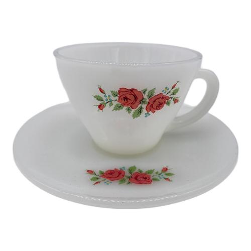 Fire King (ファイヤーキング) カップ&ソーサー USED プレミアムローズ