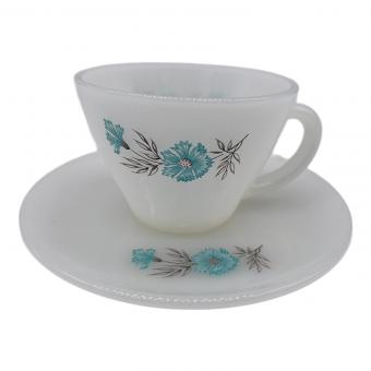 Fire King (ファイヤーキング) カップ&ソーサー USED ボニーブルー