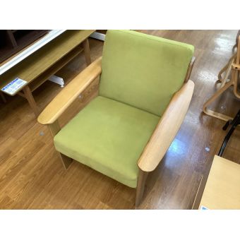 karimoku (カリモク) 1人掛けソファー ライトグリーン×ナチュラル  布