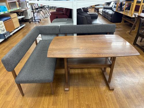 UNICO (ウニコ) ダイニング3点セット ブラウン×グレー 182 コーナータイプ SUK