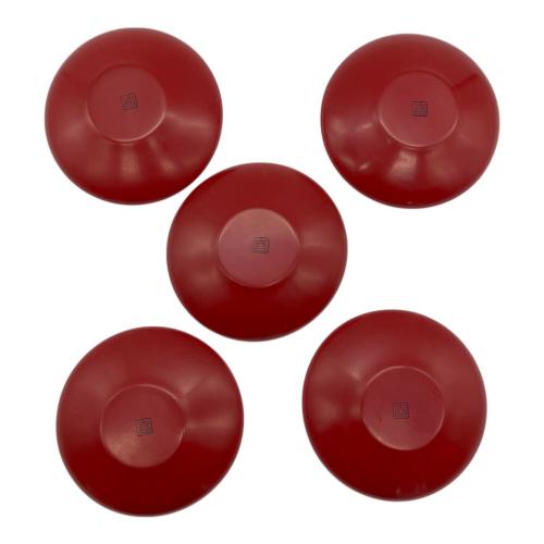 村上木彫堆朱 (ムラカミキボリツイシュ) 茶托 牡丹唐草 5Pセット