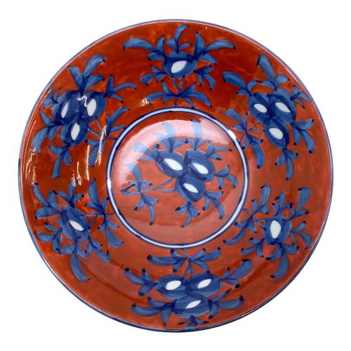 源右衛門窯 (ゲンエモンガマ) 鉢 赤濃牡丹絵