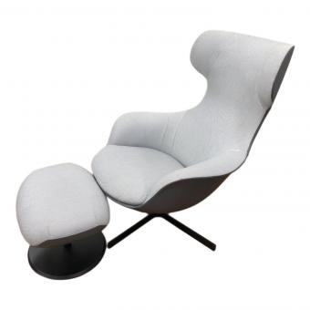 相合家具 (ソウゴウカグ) 1人掛けソファー ライトグレー オットマン付