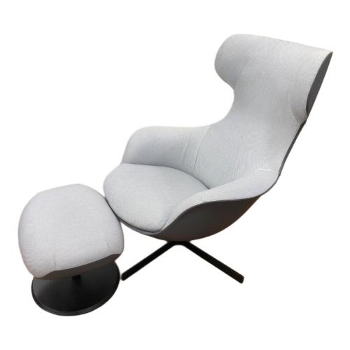 相合家具 (ソウゴウカグ) 1人掛けソファー ライトグレー オットマン付