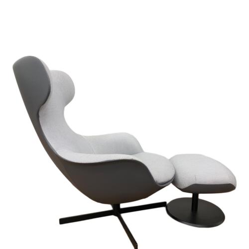 相合家具 (ソウゴウカグ) 1人掛けソファー ライトグレー オットマン付