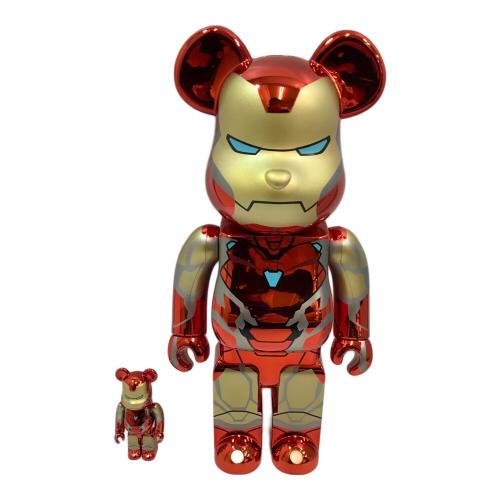 BEAR BRICK (ベアブリック) フィギュア MARVEL IRON MAN MARK85 CHROME Ver. 100%&400%