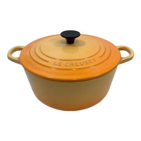 LE CREUSET (ルクルーゼ) 両手鍋 SIZE 22cm オレンジ ココット・ロンド