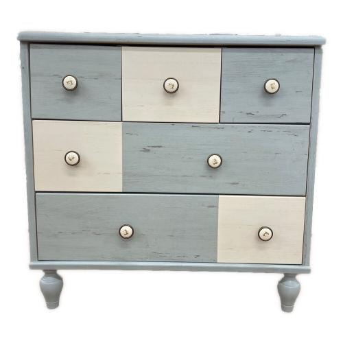 SHIRAI (シライ) ローチェスト スカイブルー×ホワイト 3段 フレンチシャビー 	