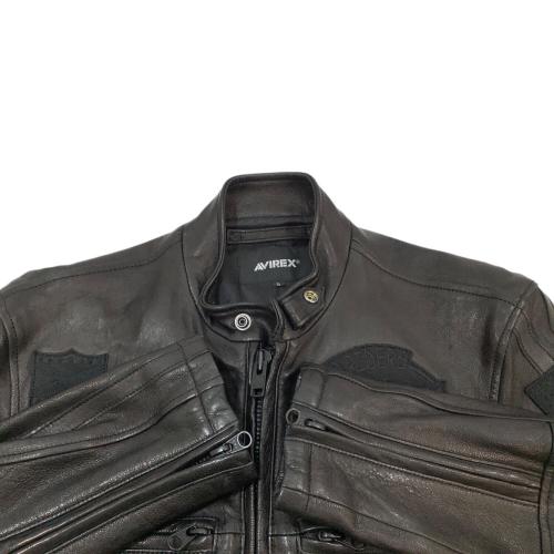AVIREX (アヴィレックス) PATCHED RIDERS JACKET メンズ SIZE L ブラック @ ラムレザー 6121043 国内代理店表記 有