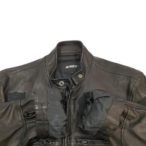 AVIREX (アヴィレックス) PATCHED RIDERS JACKET メンズ SIZE L ブラック @ ラムレザー 6121043 国内代理店表記 有