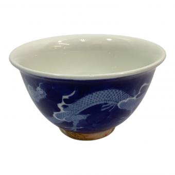 深川製磁 (フカガワセイジ) 茶碗 染付龍 谷型飯碗